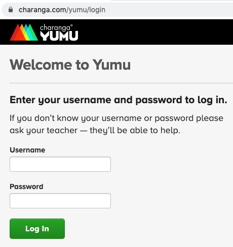 Yumu login form